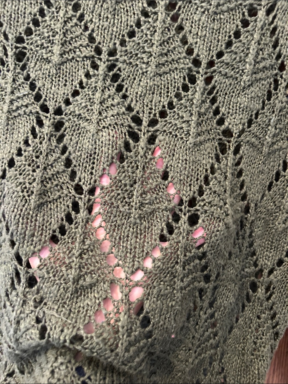 Rewind Olive Green Openwork Crew Neck Sweater image 2
